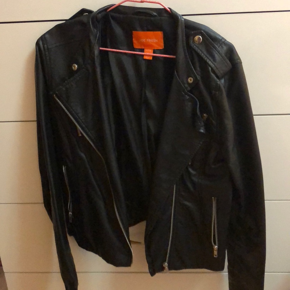 black leather jacket